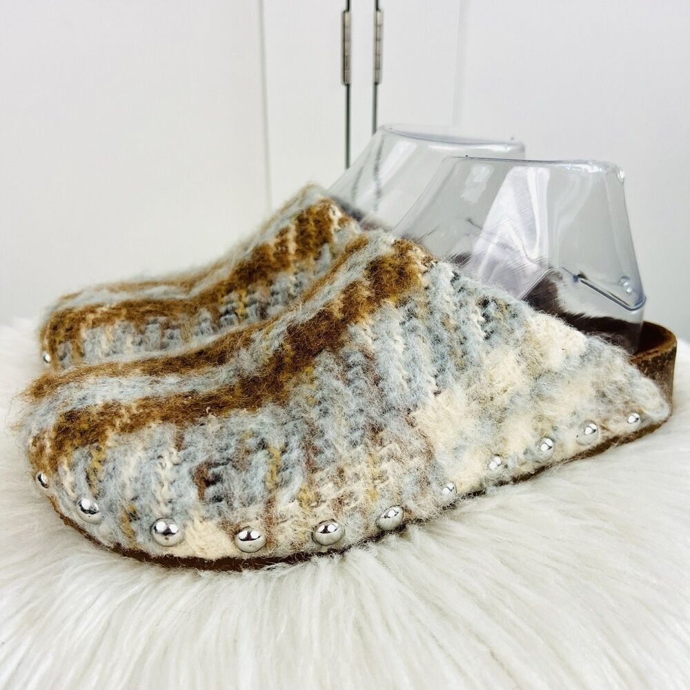 Steve Madden Vesa Cozy Knitted & Studded Lined Mules Clogs Boho Comfort 8M